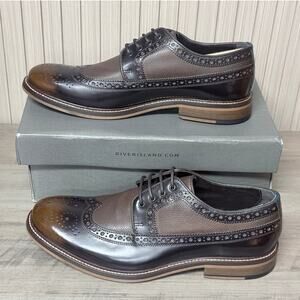 River Island Leather Chunky Brogue Brown Dark Shoes 11US